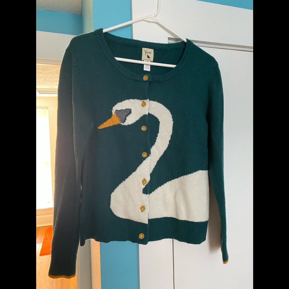 Yumi for Anthropologie swan cardigan